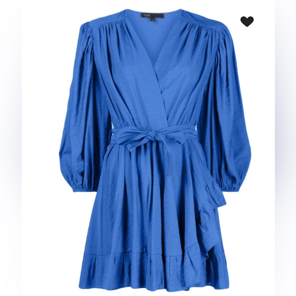 Maje size M blue dress. Puffy sleeves